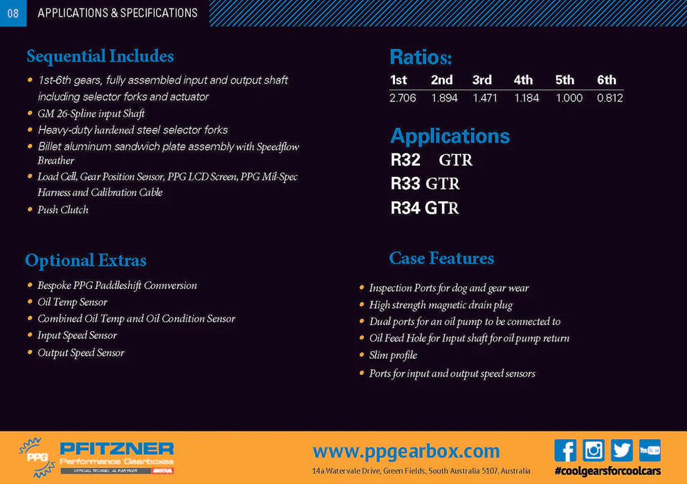 Pfitzner Performance Gearboxes - Billet Sequential 6-Speed GTR Transmission