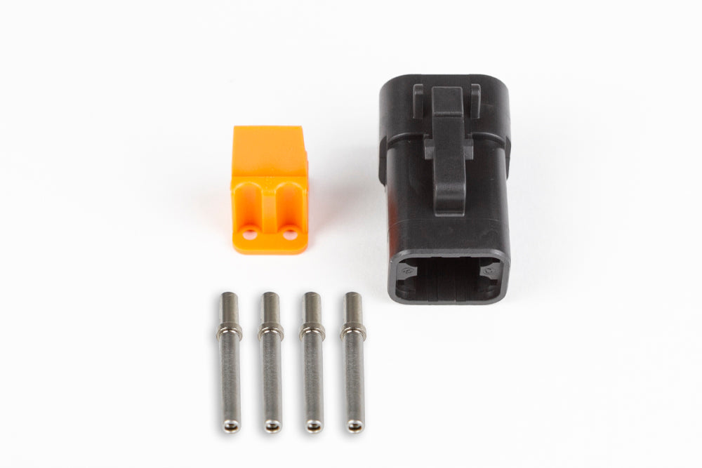 Plug and pins only - Male Deutsch DTP-06-4S - Black connector (25Amp) HT-031201